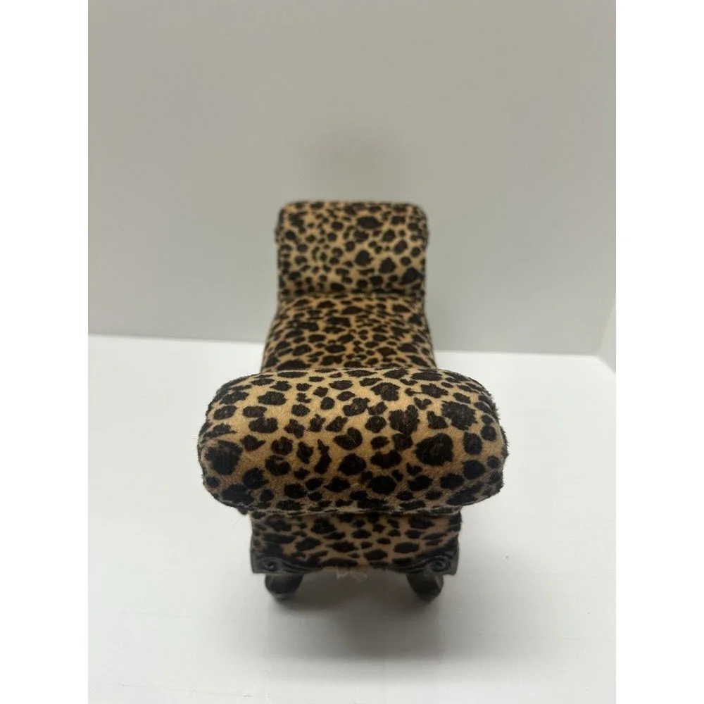 Vintage Leopard Print Velvet Bench Jewelry Box Couch Design